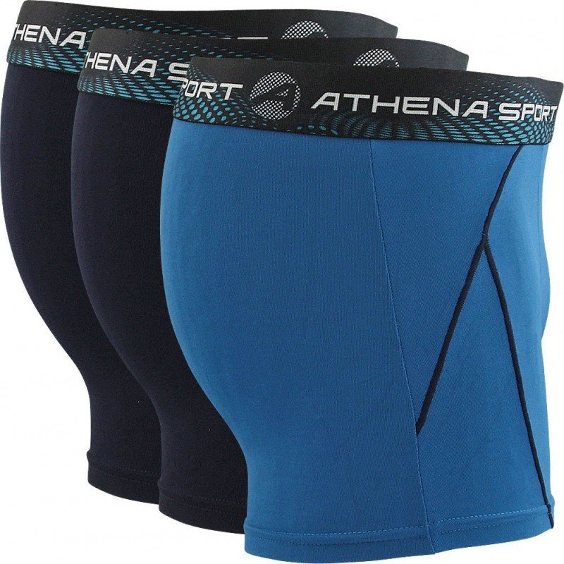 ATHENA Lot de 3 Boxers Homme Microfibre TRAINING Marine bleu