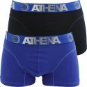 ATHENA Lot de 2 Boxers Homme Coton ENDURANCE 24H Noir Bleu