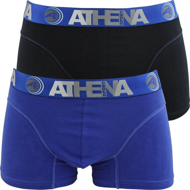 ATHENA Lot de 2 Boxers Homme Coton ENDURANCE 24H Noir Bleu