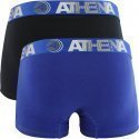 ATHENA Lot de 2 Boxers Homme Coton ENDURANCE 24H Noir Bleu