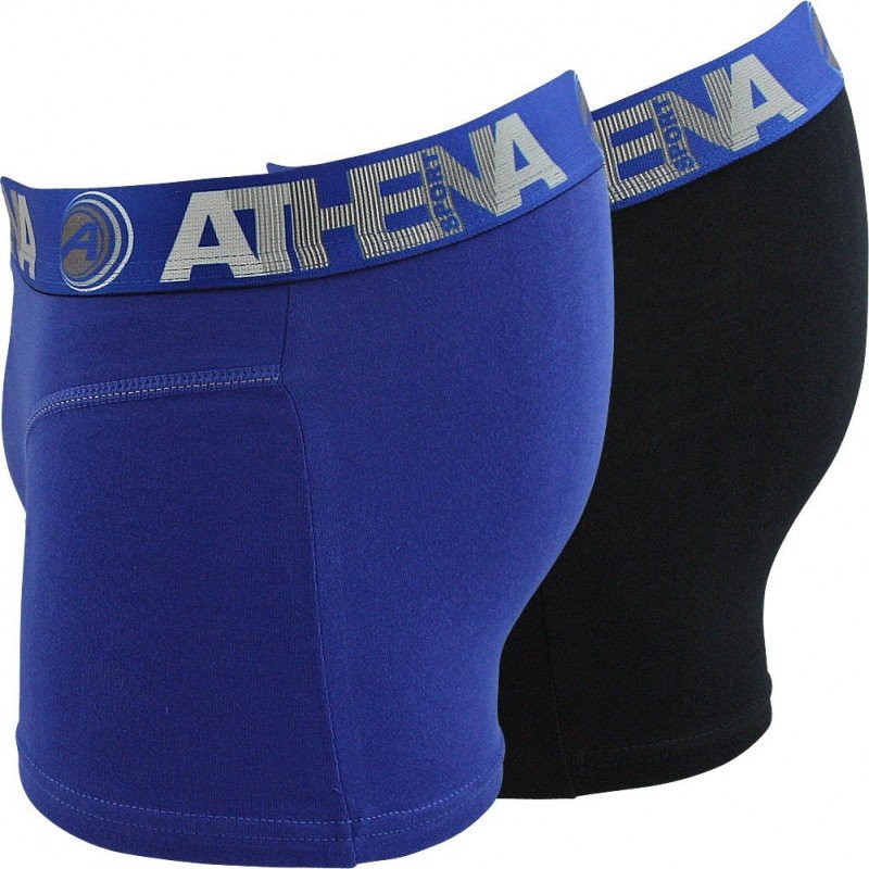 ATHENA Lot de 2 Boxers Homme Coton ENDURANCE 24H Noir Bleu