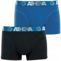 ATHENA Lot de 2 Boxers Homme Coton ENDURANCE 24H Noir Bleu