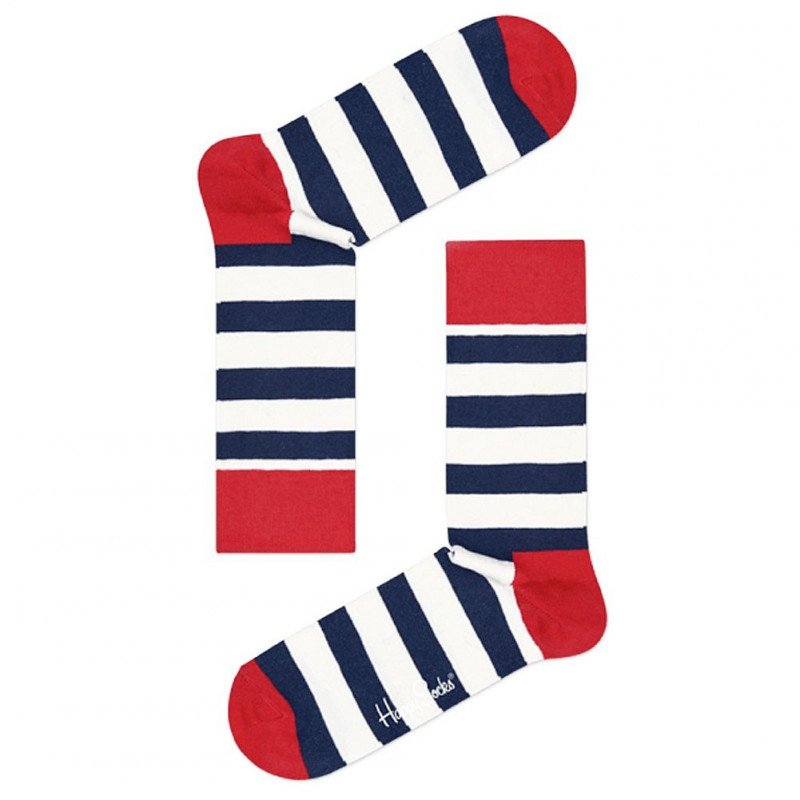 HAPPY SOCKS Chaussettes Mixte Coton STRIPE Bleu Blanc Rouge
