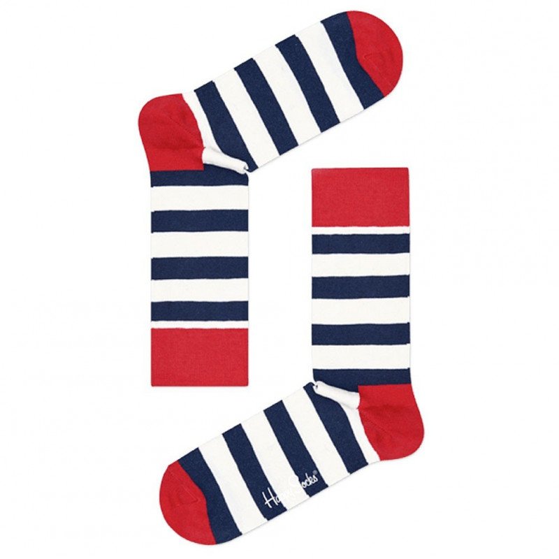 HAPPY SOCKS Chaussettes Mixte Coton STRIPE Bleu Blanc Rouge