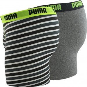 PUMA Lot de 2 Boxers Garçon Coton PRINTED STRIPE Jaune Gris