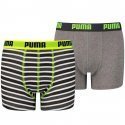 PUMA Lot de 2 Boxers Garçon Coton PRINTED STRIPE Jaune Gris