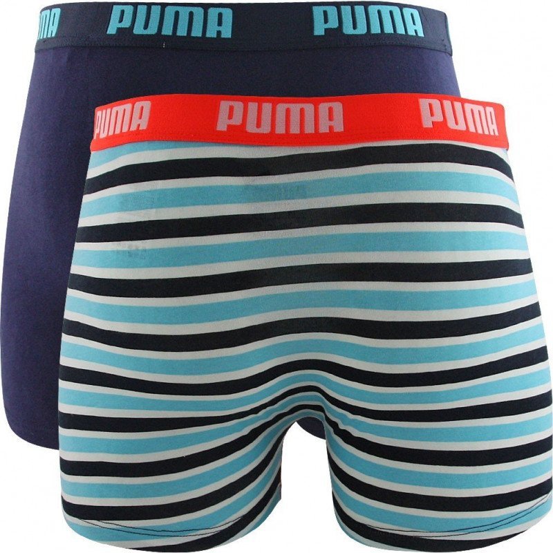 LOT DE 2 Boxer Sous-vêtements Garçon PRINTED STRIPE Orange et Bleu