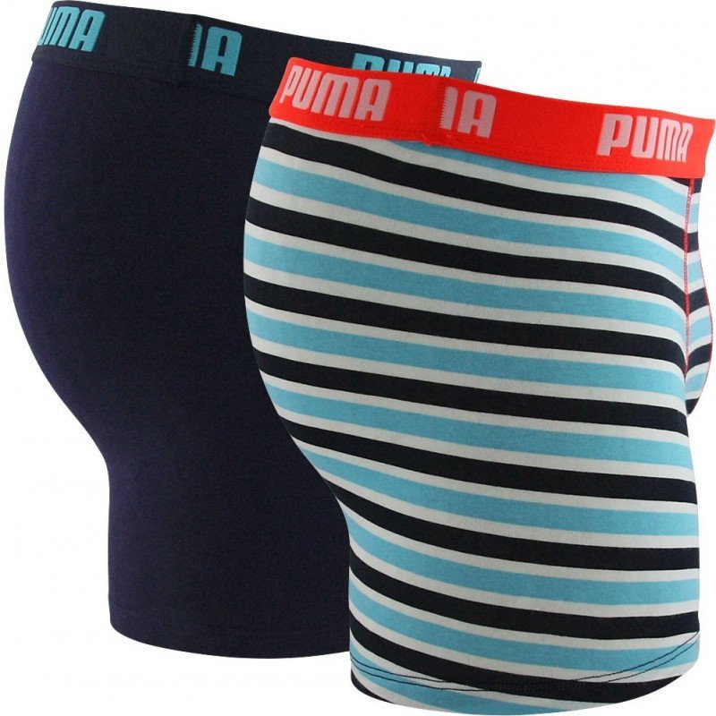 LOT DE 2 Boxer Sous-vêtements Garçon PRINTED STRIPE Orange et Bleu