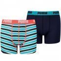 LOT DE 2 Boxer Sous-vêtements Garçon PRINTED STRIPE Orange et Bleu
