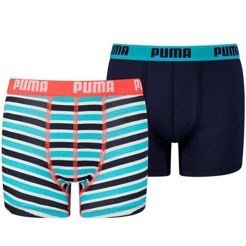 LOT DE 2 Boxer Sous-vêtements Garçon PRINTED STRIPE Orange et Bleu