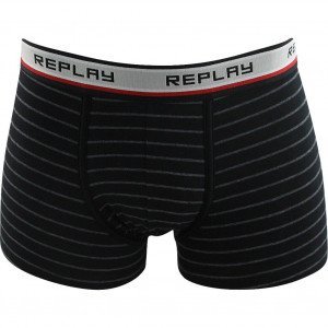 REPLAY Boxer Homme Coton RAYE Noir Gris