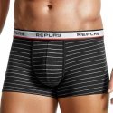 REPLAY Boxer Homme Coton RAYE Noir Gris