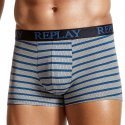 REPLAY Boxer Homme Coton RAYEJACQUARD Gris Bleu