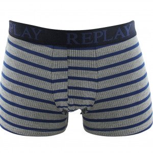 REPLAY Boxer Homme Coton RAYEJACQUARD Gris Bleu