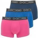 HOM Lot de 3 Boxers Homme Coton BOXERLINES Fuchsia Roi Bleu Foncé