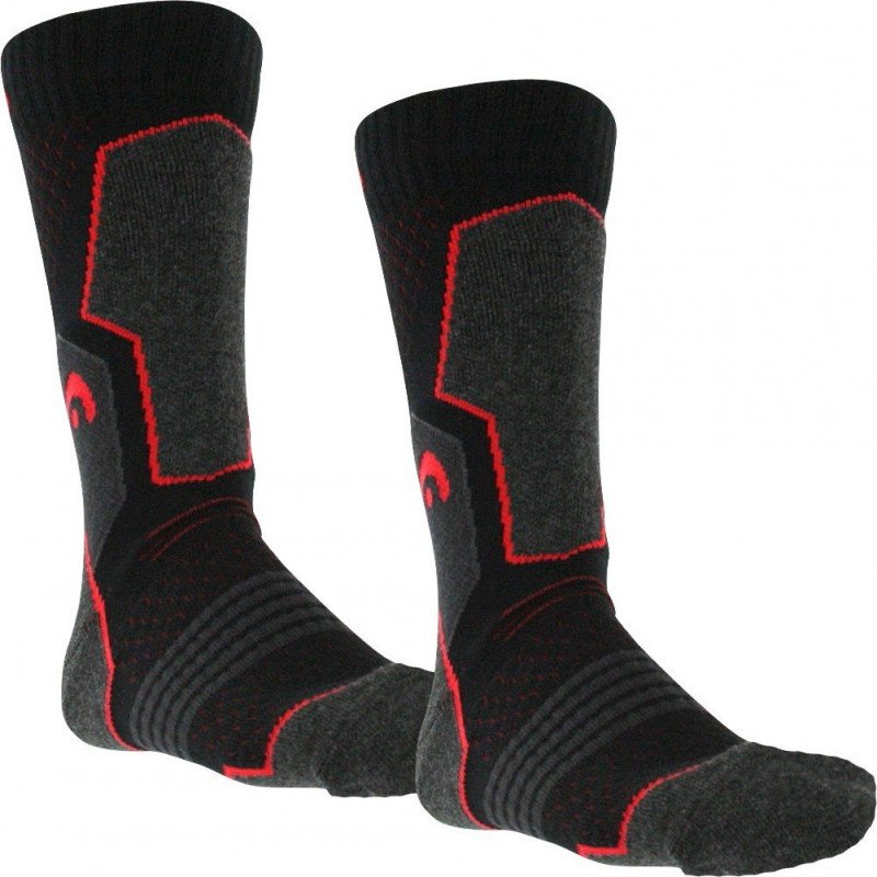 LOT DE 2 Chaussettes Chaussettes Mixte HIKING CREW Noir et Rouge