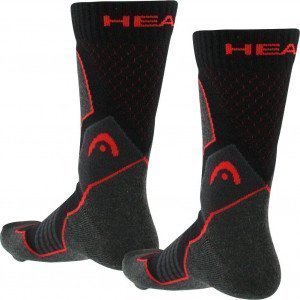 HEAD 2 paires Chaussettes Mixte Microcoton HIKING CREW Noir Rouge