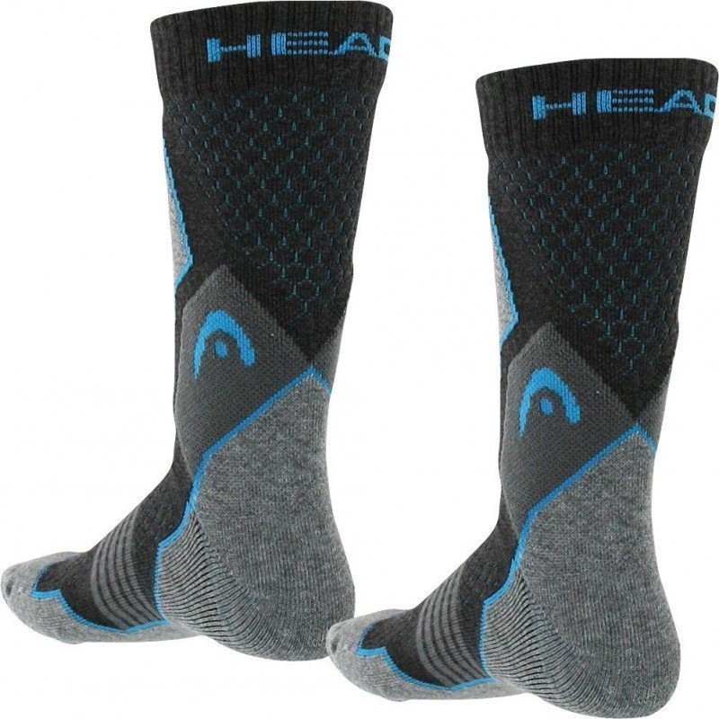 HEAD Lot de 2 paires de Chaussettes Mixte Microcoton HIKING CREW Gris Bleu