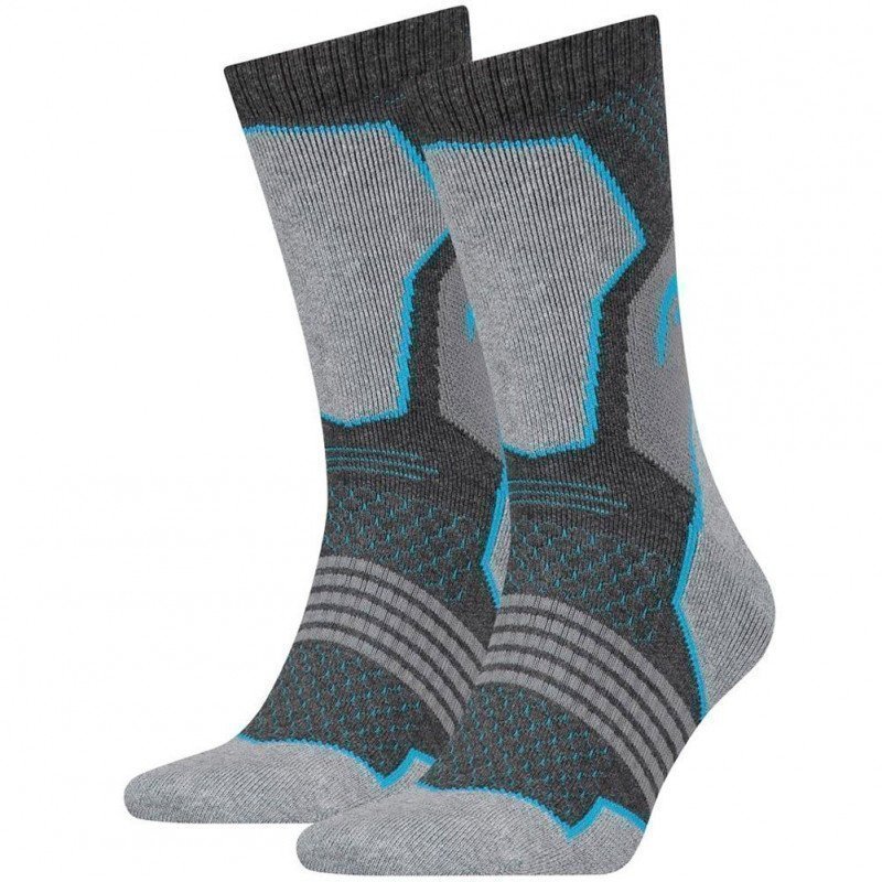 LOT DE 2 Chaussettes Chaussettes Mixte HIKING CREW Gris et Bleu
