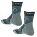 HEAD Lot de 2 paires de Mi-chaussettes Mixte Microcoton HIKING QUARTER Gris Bleu