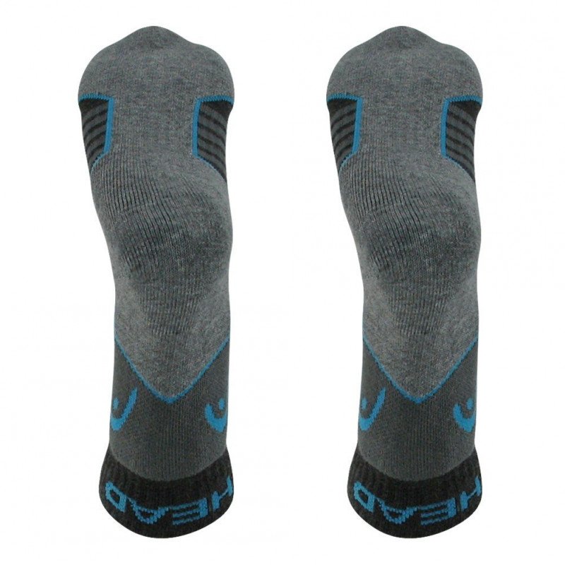 HEAD Lot de 2 paires de Mi-chaussettes Mixte Microcoton HIKING QUARTER Gris Bleu