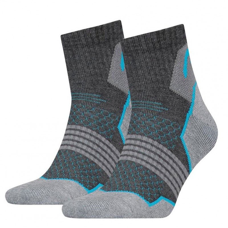 LOT DE 2 Chaussettes Chaussettes Mixte HIKING QUARTER Gris et Bleu