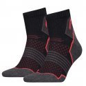 HEAD Lot de 2 paires de Mi-chaussettes Mixte Microcoton HIKING QUARTER Noir Rouge