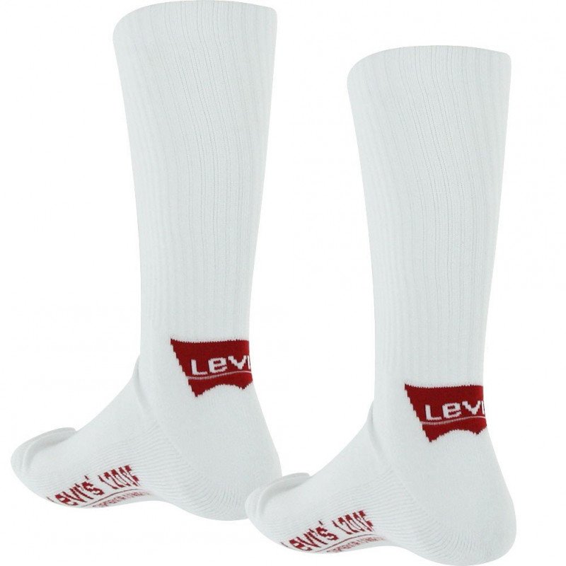 LEVI'S Lot de 2 paires de Chaussettes Mixte Coton BATWING Blanc Rouge