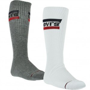 LEVI'S Lot de 2 paires de Chaussettes Mixte Coton OLYMP Blanc Gris