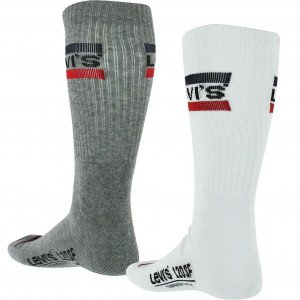 LEVI'S 2 paires de Chaussettes Mixte Coton OLYMP Blanc Gris