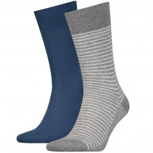 LEVI'S 2 paires Chaussettes Mixte Coton VINTAGE STRIPE Gris Bleu