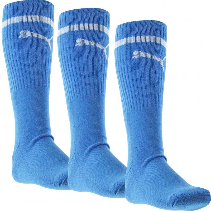 PUMA Lot de 3 paires de Chaussettes Mixte Microcoton DUO SPORT Bleu OLYMPIQUE DE MARSEILLE