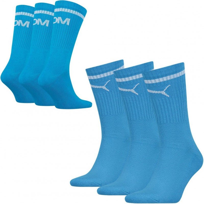 PUMA Lot de 3 paires de Chaussettes Mixte Microcoton DUO SPORT Bleu OLYMPIQUE DE MARSEILLE