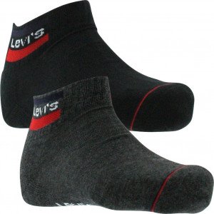 LEVI'S Lot de 2 paires de Socquettes Mixte Coton OLYMP Anthracite Noir