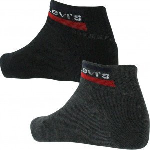 LEVI'S 2 paires de Socquettes Mixte Coton OLYMP Anthracite Noir