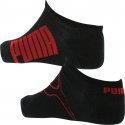 PUMA Lot de 2 paires de Socquettes Mixte Coton LIFESTYLE Noir Rouge