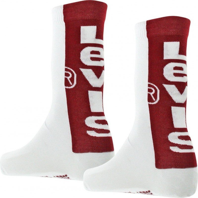 LEVI'S Lot de 2 paires de Chaussettes Mixte Coton TAB Blanc Rouge