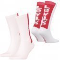 LEVI'S Lot de 2 paires de Chaussettes Mixte Coton TAB Blanc Rouge