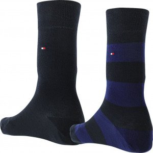 TOMMY HILFIGER 2 paires de Chaussettes Homme Coton RUGBY Bleu