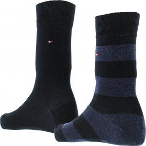 TOMMY HILFIGER 2 paires Chaussettes Homme Coton RUGBY Noir Marine