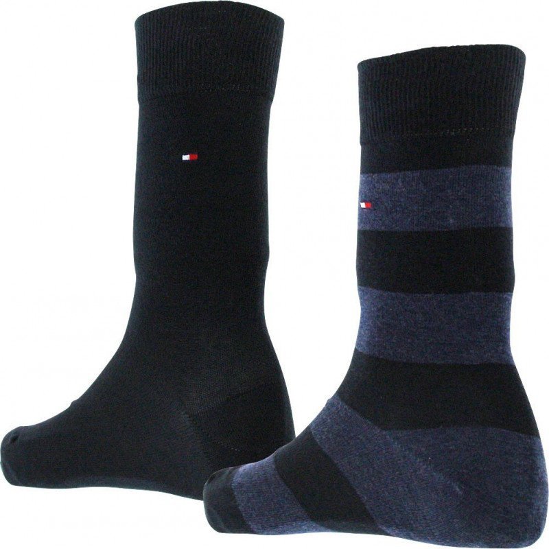 LOT DE 2 Chaussettes Chaussettes Homme RUGBY Noir et Marine