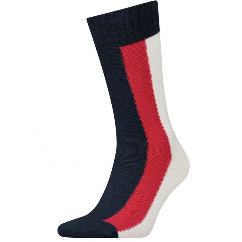 TOMMY HILFIGER Chaussettes Homme Coton GLOBAL Bleu Blanc Rouge