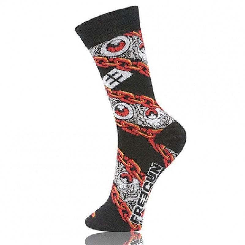 FREEGUN Chaussettes Homme Coton CHAINE Noir Orange