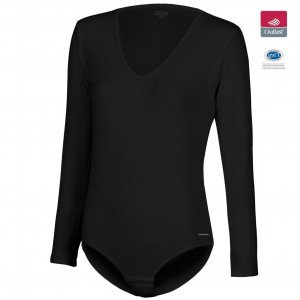 IMPETUS Body Manches longues Col V Femme Coton Viscose INNOVATION Noir