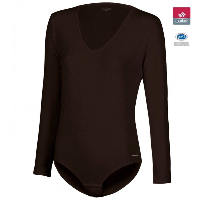 IMPETUS Body Manches longues Col V Femme Coton Viscose INNOVATION Chocolat