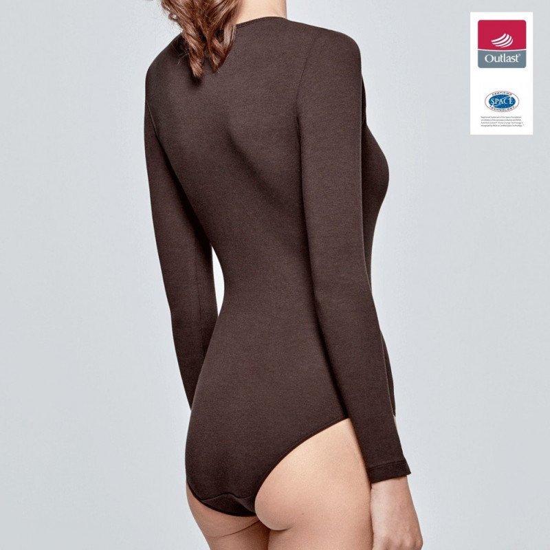 IMPETUS Body Manches longues Col V Femme Coton Viscose INNOVATION Chocolat