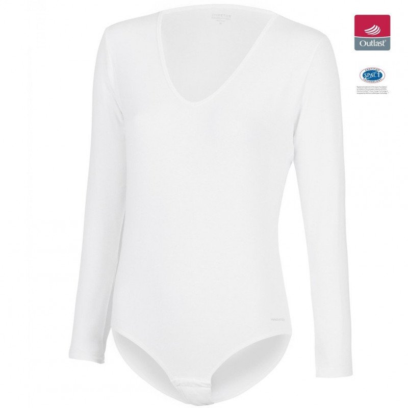 IMPETUS Body Manches longues Col V Femme Coton Viscose INNOVATION Blanc