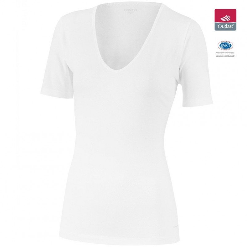 T-shirt manches courtes col en V Femme INNOVATION Blanc et Blanc