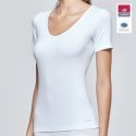 T-shirt manches courtes col en V Femme INNOVATION Blanc et Blanc