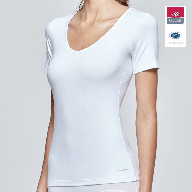 IMPETUS T-shirt Col V Femme Coton Viscose INNOVATION Blanc